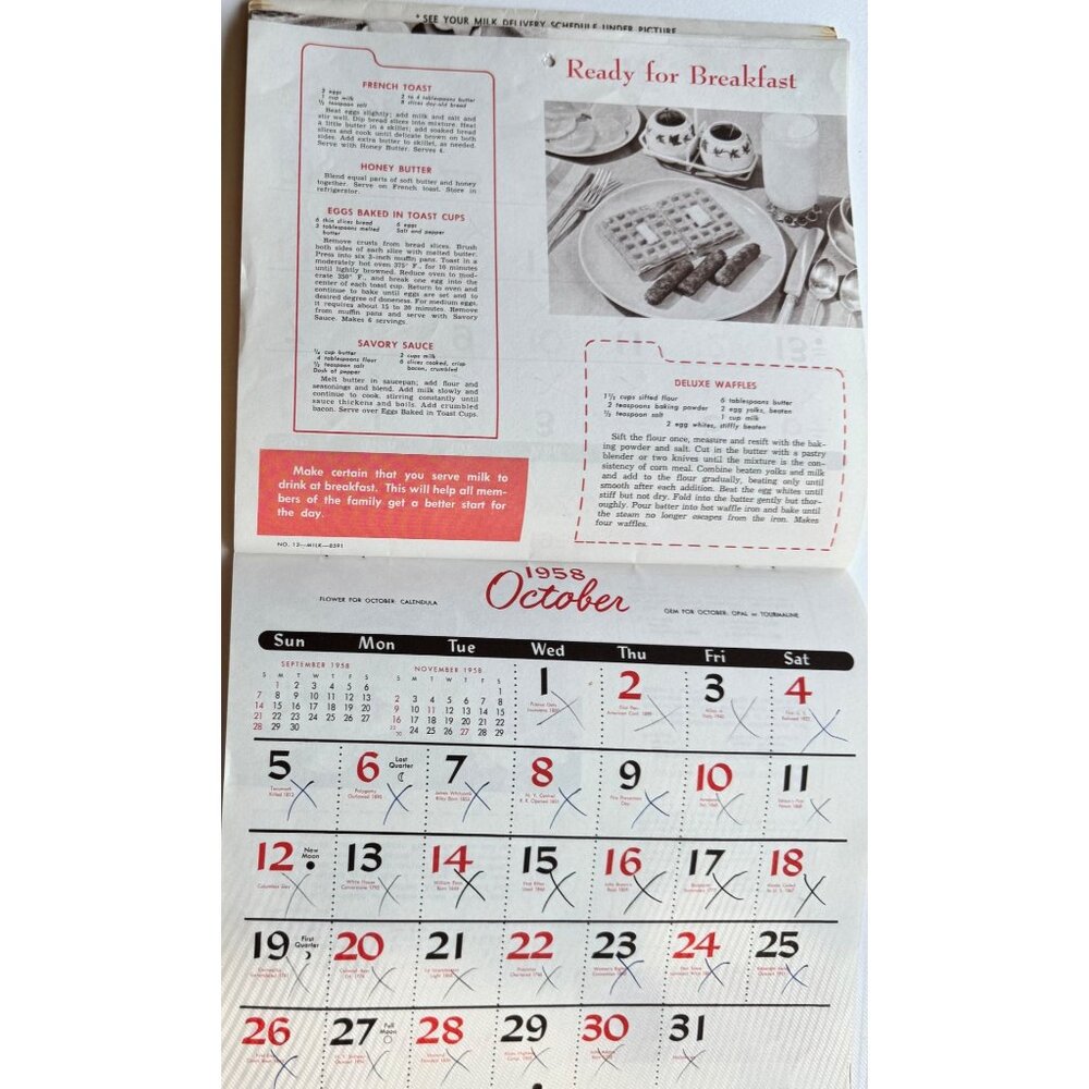 1958 Barton Christmas Holiday Dairy  Wall Calendar Coshocton Ohio Vintage 1950s - Picture 16 of 16